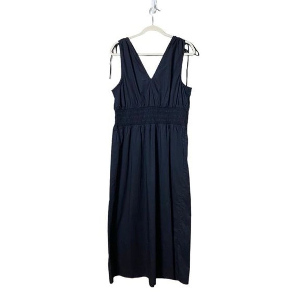 Old Navy Fit & Flare Sleeveless Tie-Shoulder Smocked Maxi Dress Size L New Black - Picture 8 of 13